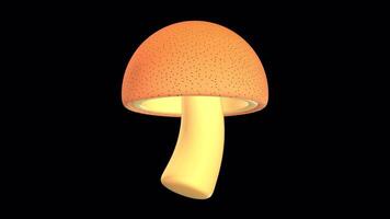 3D Mushroom Icon Rotating on a Transparent Background. Seamless Loop. 4K video