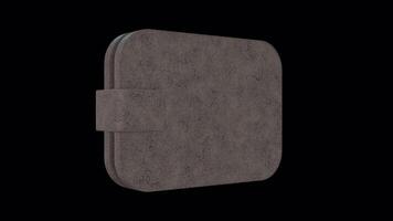 3D Leather Wallet Rotating on a Transparent Background. Seamless Loop. 4K video