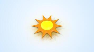 3D Sun Icon on a Reflective Floor Zooming Towards the Camera. Sun 3D Animation. 4K video