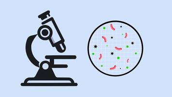 Microbiology lab battles disease. Bacteria, tissues, and blood analyzed under a microscope for antibiotic development. video