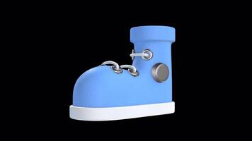 3D Shoe Rotating on a Transparent Background. Seamless Loop. Sneaker 3D. 4K video