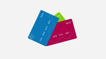 Seamless 3D credit or debit card rotation on a white background. 4K quality for online payment and banking visuals. video