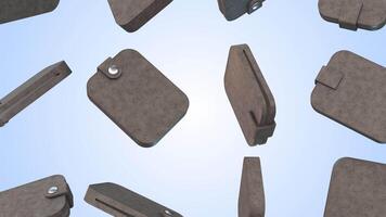 3D Leather Wallets Falling on a Light Background. Wallet Icon 3D Animation. 4K video