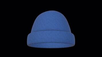 3D Beanie Hat Rotating on a Transparent Background. Seamless Loop. Winter Hat. 4K video