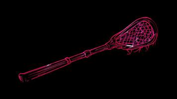 Neon frame effect, Lacrosse Stick A stick with a net for lacrosse on black background video
