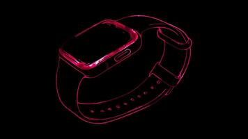 Neon frame effect, Fitness Tracker A wristband for tracking physical activity on black background video