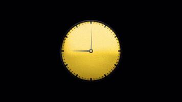 Rotating Golden Clock Timelapse on a Transparent Background. Glossy Clock. 4K video