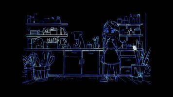 Neon frame effect, Chores List For tracking household tasks on black background video