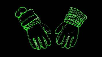 Neon frame effect, Gloves Indicates winter fashion or elegance on black background video