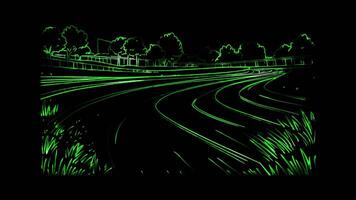 Neon frame effect, Track and Field A running track with lanes on black background video