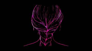 Neon frame effect, Braid Represents hair styling and trends on black background video