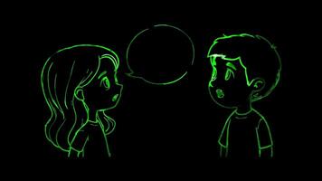 Neon frame effect, Speech Bubble Represents dialogue and discussions on black background video