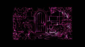 Neon frame effect, Open Door Represents access to justice and transparency on black background video