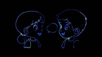 Neon frame effect, Speech Bubble Represents dialogue and discussions on black background video