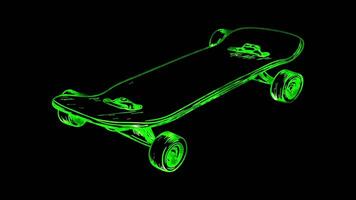 Neon frame effect, Skateboard A board with wheels for skateboarding on black background video