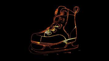 Neon frame effect, Ice Skates A boot with blades for ice skating on black background video