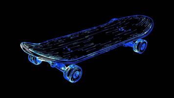 Neon frame effect, Skateboard A board with wheels for skateboarding on black background video