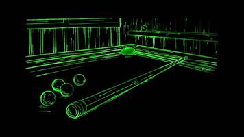 Neon frame effect, Billiards Cue A cue stick for playing billiards on black background video