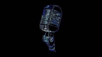 Neon frame effect, Microphone on black background video