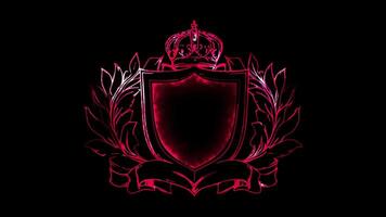 Neon frame effect, shield, emblem on black background video