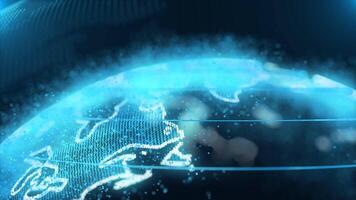 Dynamic 3D Orbiting Globe. A Mesmerizing Display of a Rotating Earth, Unveiling a World of Possibilities in a Three-Dimensional Digital Spectacle video