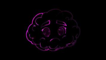Neon frame effect, Face with Cloud - Melancholy or introspection on black background video