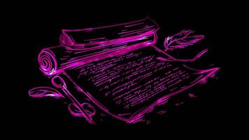 Neon frame effect, Constitution Document Symbolizes foundational legal principles of a state on black background video