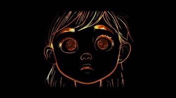Neon frame effect, Face with Dazed Expression - Disorientation on black background video