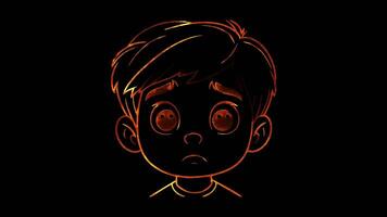 Neon frame effect, Face with Dazed Expression - Disorientation on black background video