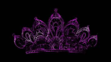 Neon frame effect, Crown Represents authority and governance, especially in monarchy on black background video