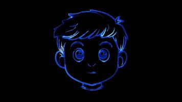 Neon frame effect, Face with Cold Sweat - Nervousness on black background video