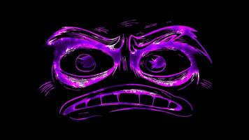 Neon frame effect, Face with Rolling Eyes - Exasperation on black background video