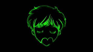 Neon frame effect, Face with Broken Heart - Heartbreak on black background video