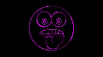Neon frame effect, Face with Rolling Eyes - Exasperation on black background video