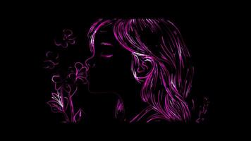 Neon frame effect, Face Blowing a Kiss - Affection or farewell on black background video