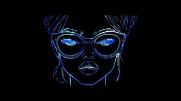 Neon frame effect, Face with Dazed Expression - Disorientation on black background video