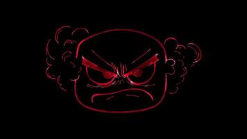 Neon frame effect, Frowning Face with Steam From Nose - Frustration on black background video