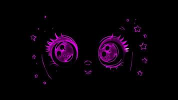 Neon frame effect, Face with Stars in Eyes - Amazement or fascination on black background video