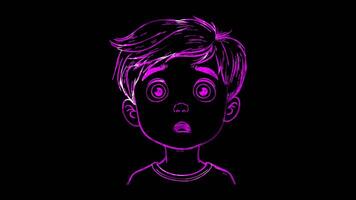 Neon frame effect, Face with Dazed Expression - Disorientation on black background video