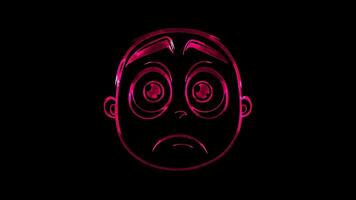 Neon frame effect, Face with Dazed Expression - Disorientation on black background video
