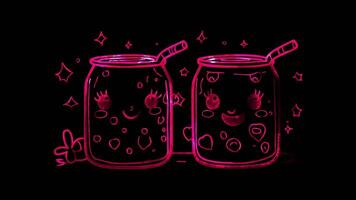 Neon frame effect, Soda Can - Symbolizes soft drinks or carbonated beverages on black background video