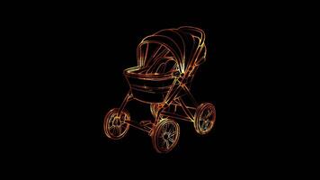 Neon frame effect, Stroller Represents caring for infants or toddlers on black background video