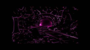 Neon frame effect, Tunnel on black background video