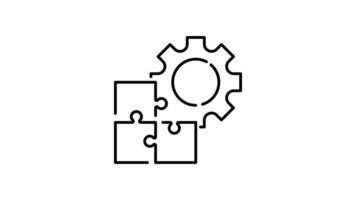 puzzle challenge solution outline icon animation. transparent background video