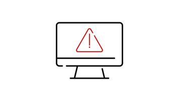 cautionary chart outline icon animation. transparent background video