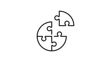 puzzle challenge solution outline icon animation. transparent background video