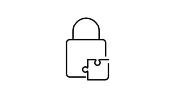 puzzle outline icon animation. transparent background video