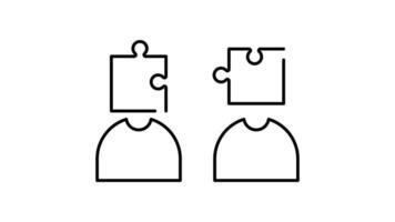 puzzle challenge solution outline icon animation. transparent background video