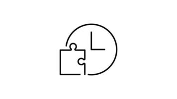 puzzle outline icon animation. transparent background video