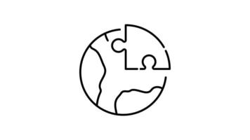 puzzle outline icon animation. transparent background video